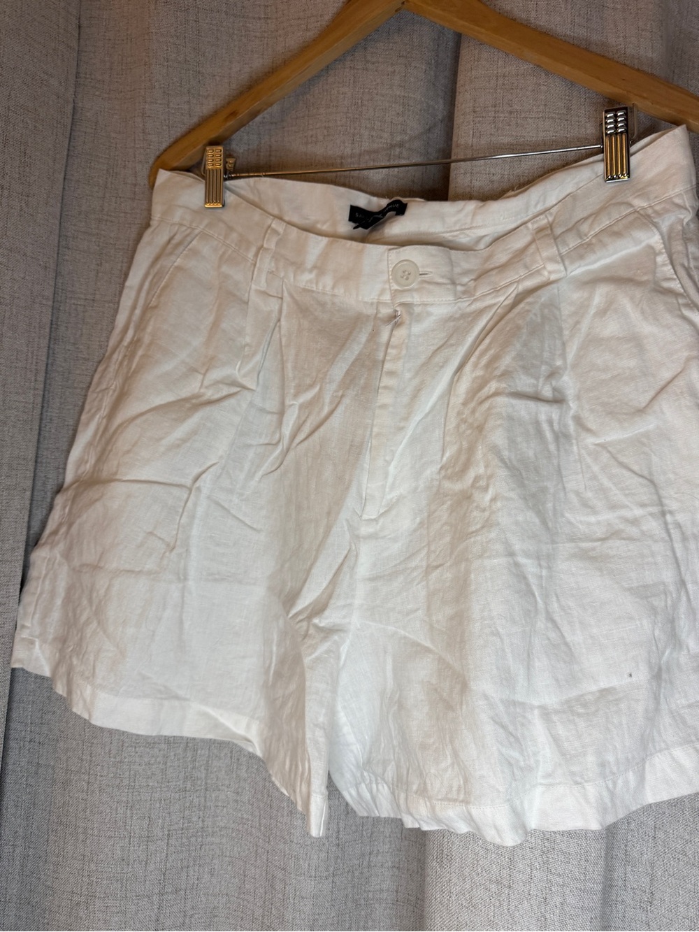 Saks Fifth Avenue White Linen-Blend High-Rise Shorts